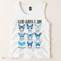 God Says I Am Butterfly Christian Religious Tank Top thumb 2
