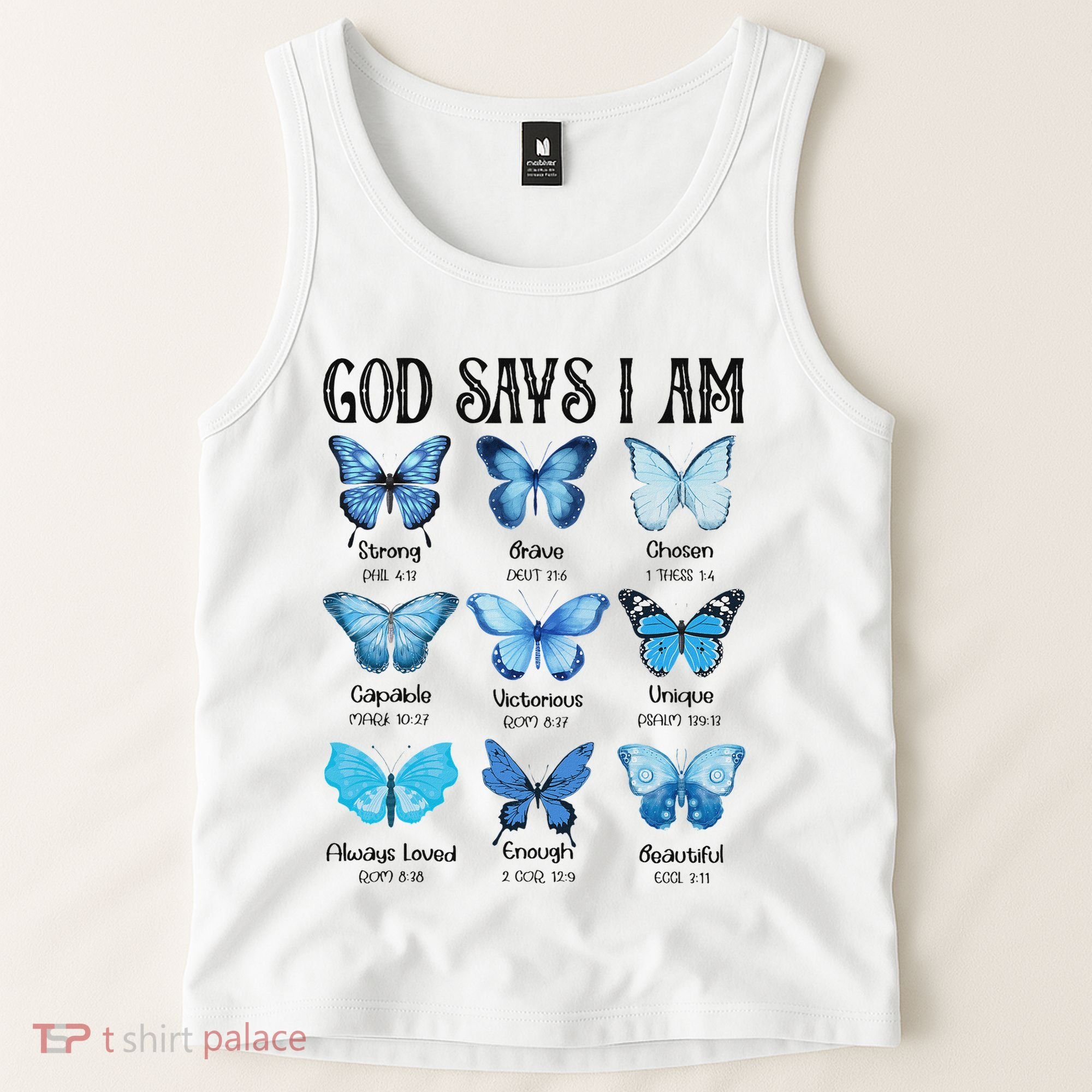 God Says I Am Butterfly Christian Religious Tank Top