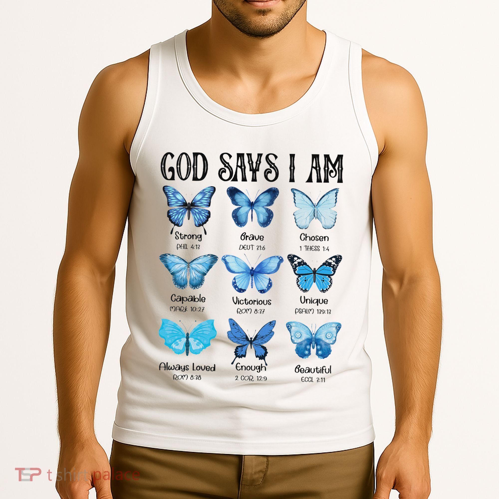 God Says I Am Butterfly Christian Religious Tank Top