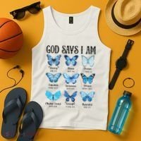 God Says I Am Butterfly Christian Religious Tank Top thumb 4
