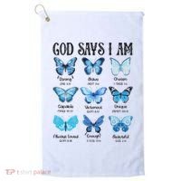 God Says I Am Butterfly Christian Religious Golf Towel thumb 0