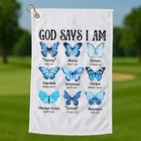 God Says I Am Butterfly Christian Religious Golf Towel thumb 1