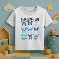 God Says I Am Butterfly Christian Religious Toddler T-Shirt thumb 3