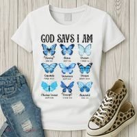 God Says I Am Butterfly Christian Religious Women's T-Shirt thumb 3
