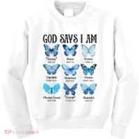 God Says I Am Butterfly Christian Religious Kids Sweatshirt thumb 0