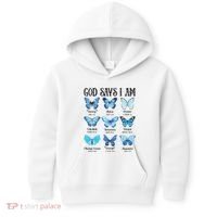 God Says I Am Butterfly Christian Religious Kids Hoodie thumb 0