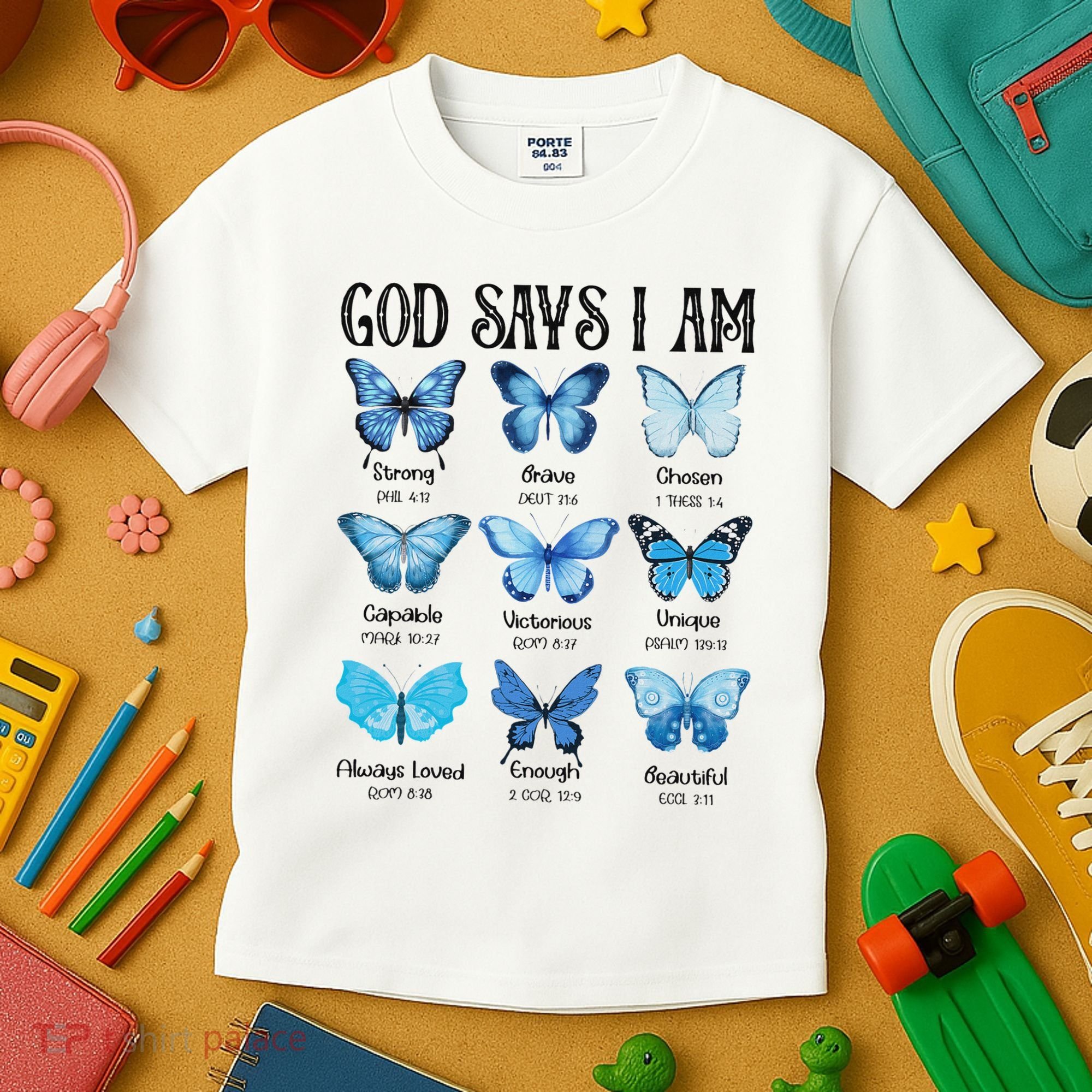 God Says I Am Butterfly Christian Religious Kids T-Shirt