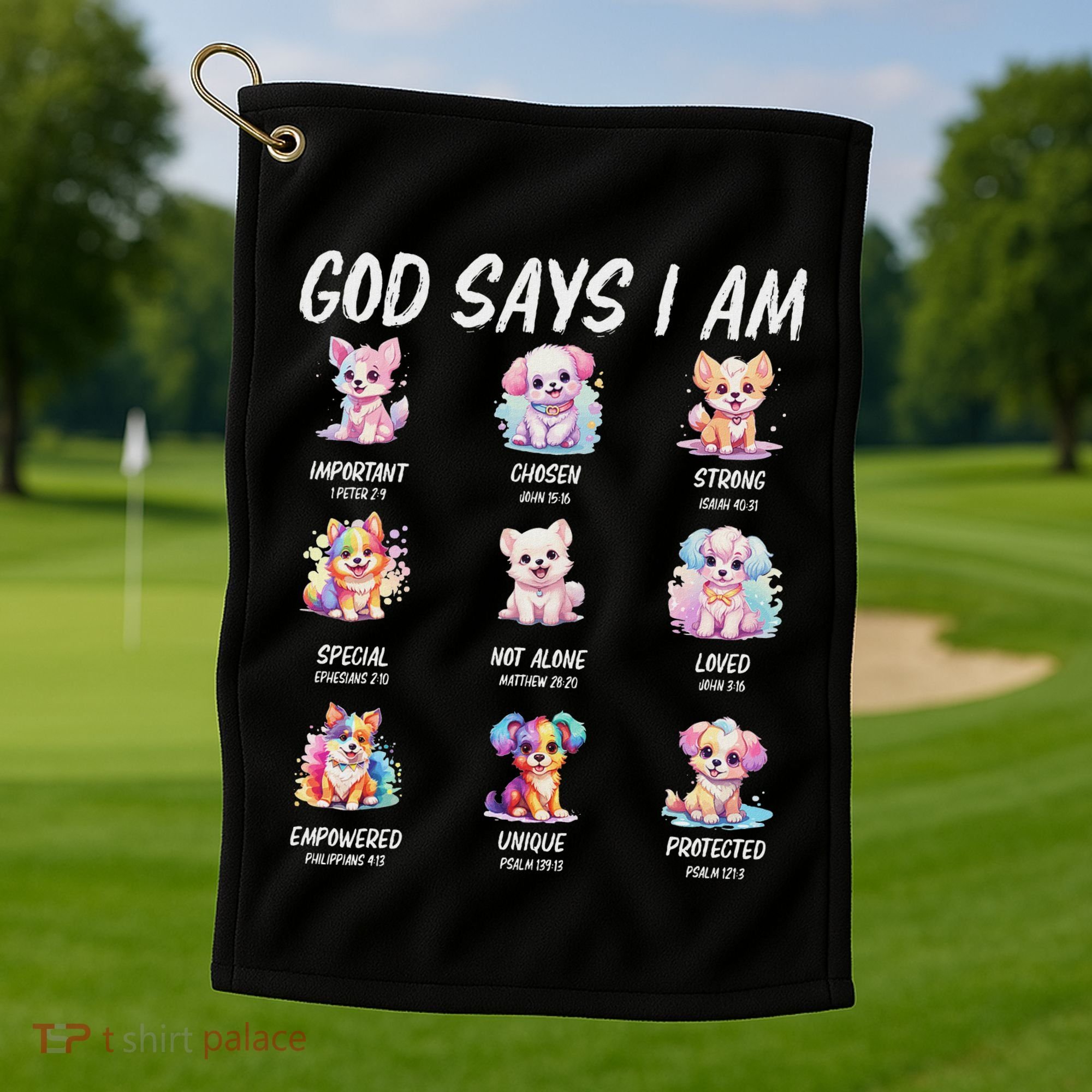 God Says I Am Cute Dog Bible Verse Golf Towel