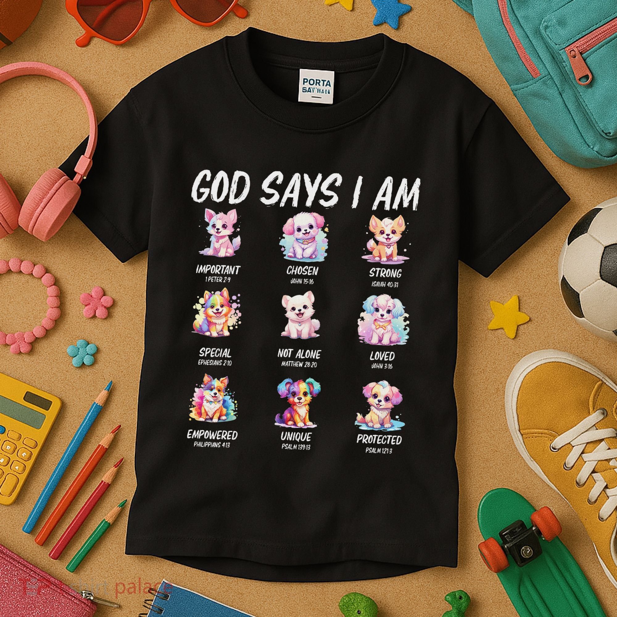 God Says I Am Cute Dog Bible Verse Kids T-Shirt