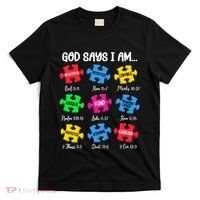 God Says I Am Bible Verses Christian Autism Awareness Puzzle T-Shirt thumb 0