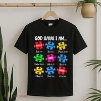 God Says I Am Bible Verses Christian Autism Awareness Puzzle T-Shirt thumb 2