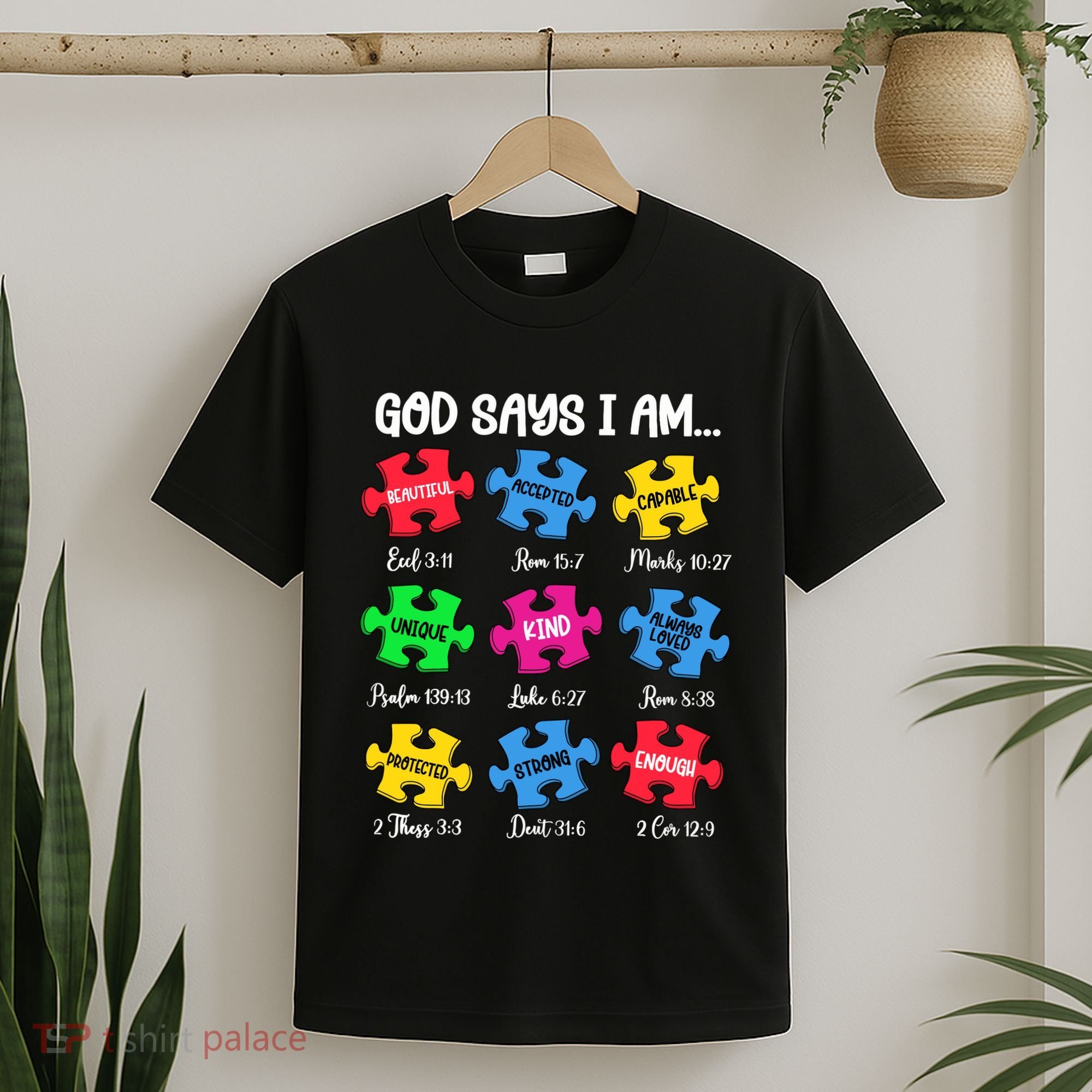 God Says I Am Bible Verses Christian Autism Awareness Puzzle T-Shirt