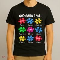 God Says I Am Bible Verses Christian Autism Awareness Puzzle T-Shirt thumb 3