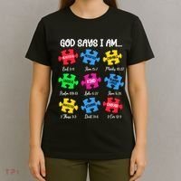 God Says I Am Bible Verses Christian Autism Awareness Puzzle T-Shirt thumb 4
