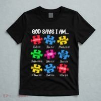 God Says I Am Bible Verses Christian Autism Awareness Puzzle T-Shirt thumb 5
