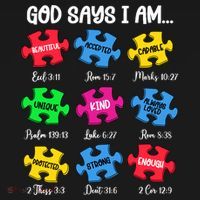 God Says I Am Bible Verses Christian Autism Awareness Puzzle Women's Hoodie thumb 2