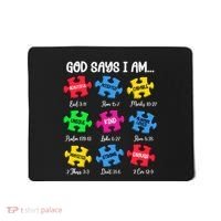 God Says I Am Bible Verses Christian Autism Awareness Puzzle Mousepad thumb 0