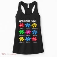 God Says I Am Bible Verses Christian Autism Awareness Puzzle Women's Tank Top thumb 0