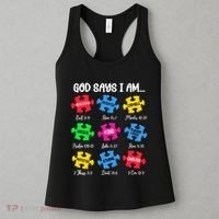 God Says I Am Bible Verses Christian Autism Awareness Puzzle Women's Tank Top thumb 3