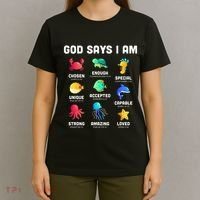 God Says I Am Sea Animals Ocean Christian Funny T-Shirt thumb 4
