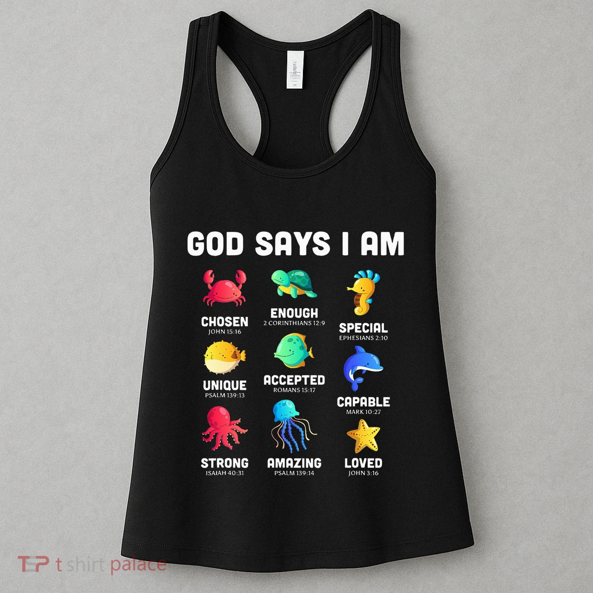 God Says I Am Sea Animals Ocean Christian Funny Women's Tank Top