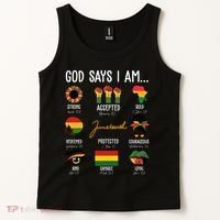 God Says I Am Celebrating Black Freedom 1865 Juneteenth Tank Top thumb 2