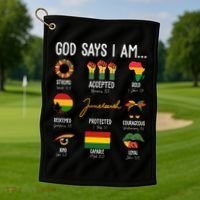 God Says I Am Celebrating Black Freedom 1865 Juneteenth Golf Towel thumb 1