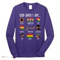 God Says I Am Celebrating Black Freedom 1865 Juneteenth Long Sleeve Shirt thumb 0