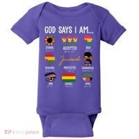 God Says I Am Celebrating Black Freedom 1865 Juneteenth Baby Bodysuit thumb 0