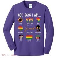 God Says I Am Celebrating Black Freedom 1865 Juneteenth Kids Long Sleeve Shirt thumb 0