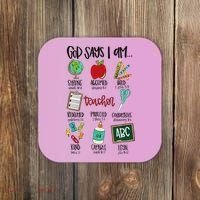 God Says I Am Teacher Coaster thumb 0