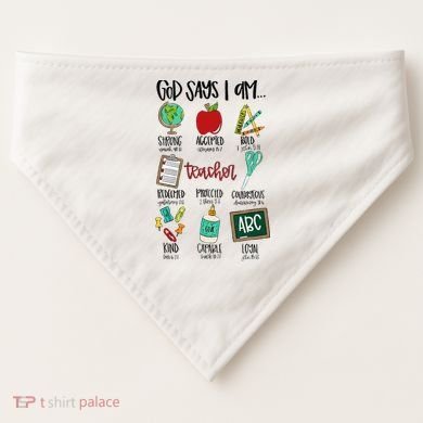 God Says I Am Teacher USA-Made Doggie Bandana