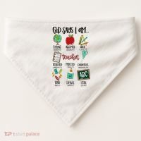 God Says I Am Teacher USA-Made Doggie Bandana thumb 0