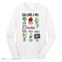 God Says I Am Teacher Long Sleeve Shirt thumb 0