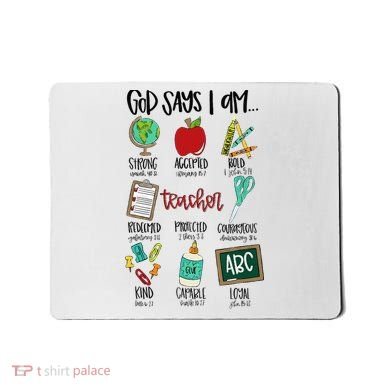 God Says I Am Teacher Mousepad