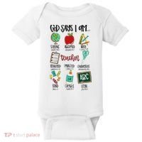 God Says I Am Teacher Baby Bodysuit thumb 0