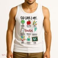 God Says I Am Teacher Tank Top thumb 3
