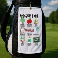 God Says I Am Teacher Golf Towel thumb 2
