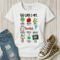 God Says I Am Teacher Women's T-Shirt thumb 3