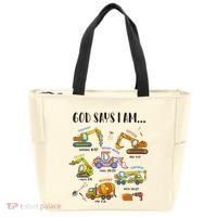 God Says I Am Cute Construction Christian Tote Bag thumb 0