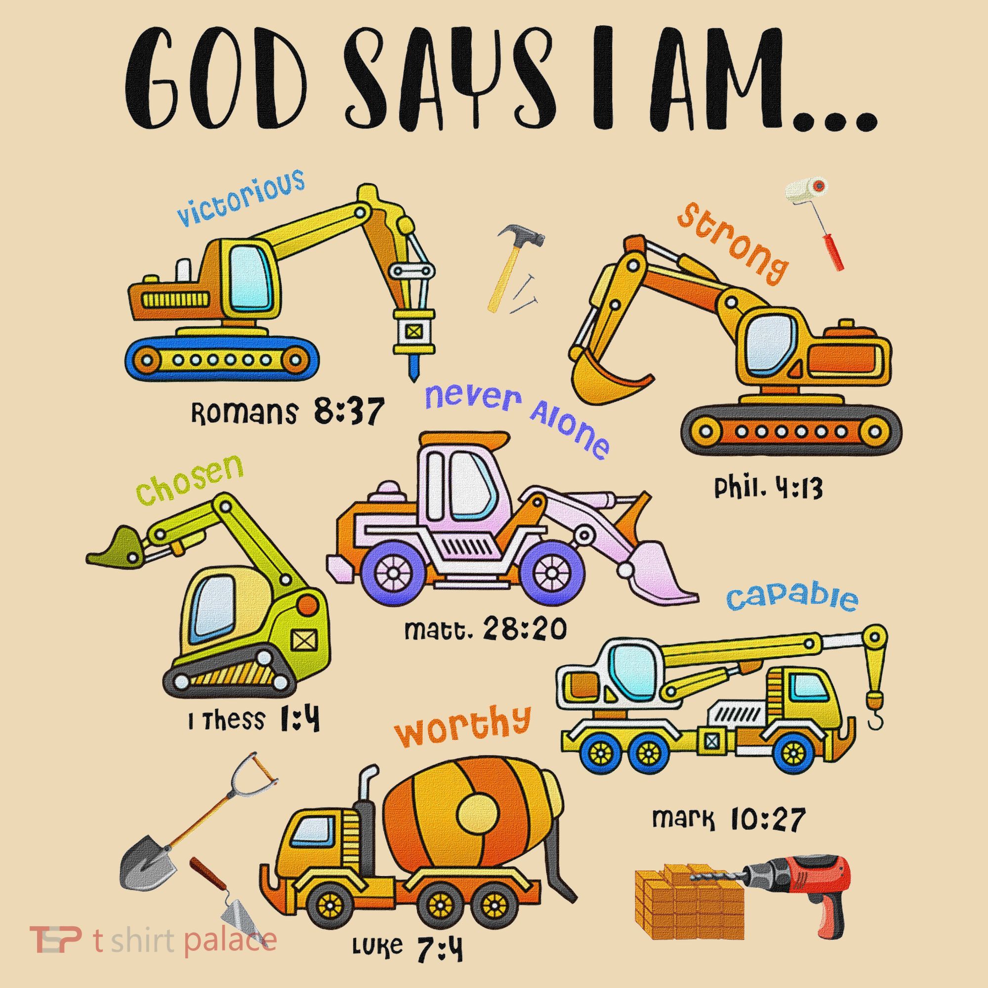 God Says I Am Cute Construction Christian Tote Bag