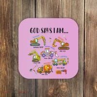 God Says I Am Cute Construction Christian Coaster thumb 0