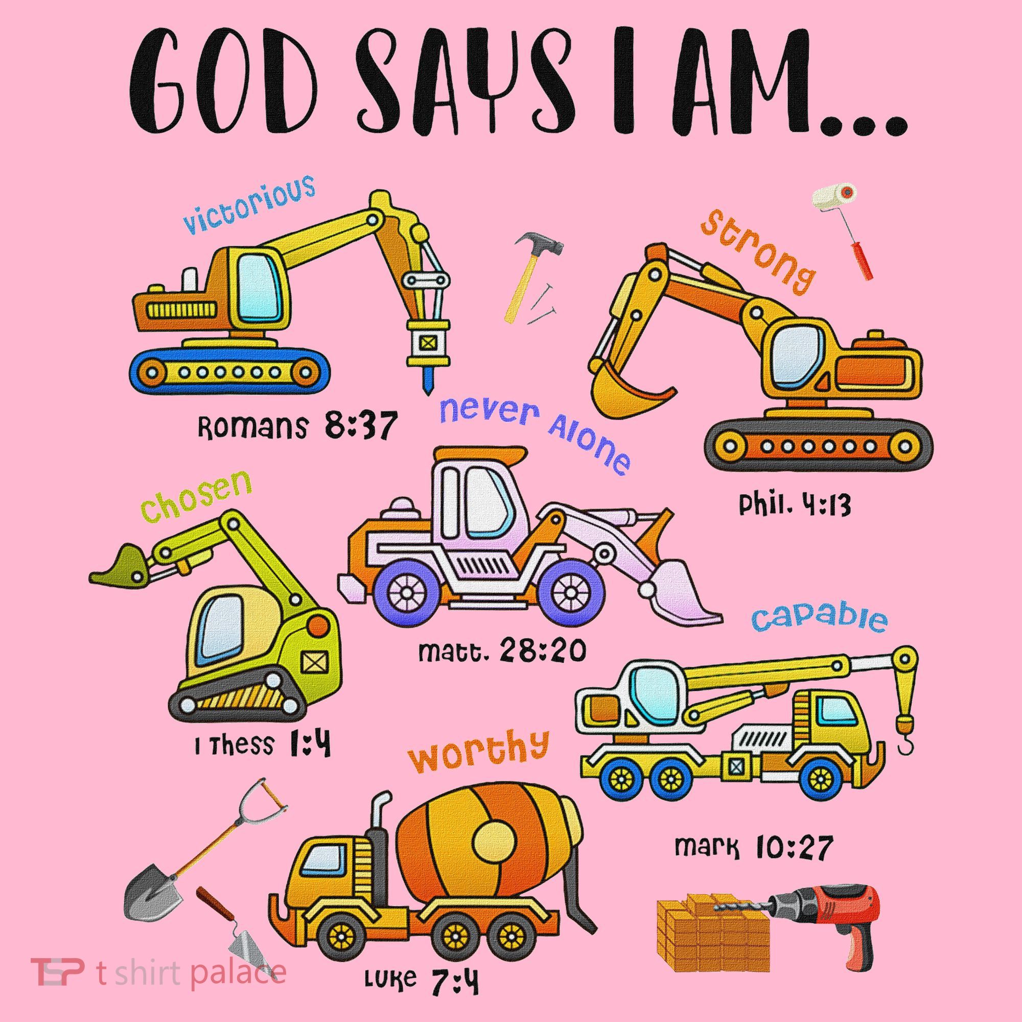 God Says I Am Cute Construction Christian Coaster