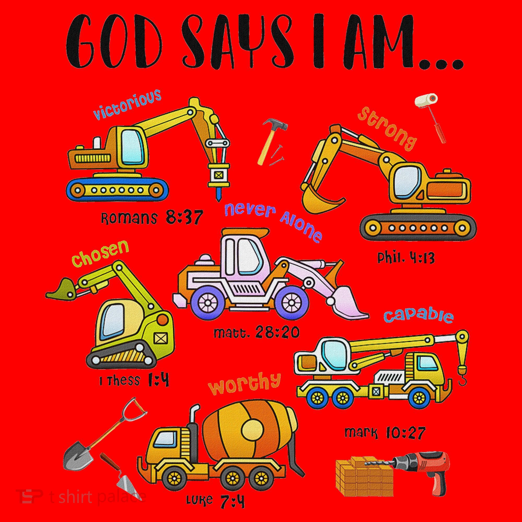 God Says I Am Cute Construction Christian Santa Hat