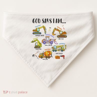 God Says I Am Cute Construction Christian USA-Made Doggie Bandana