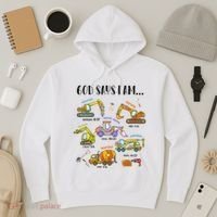 God Says I Am Cute Construction Christian Hoodie thumb 3