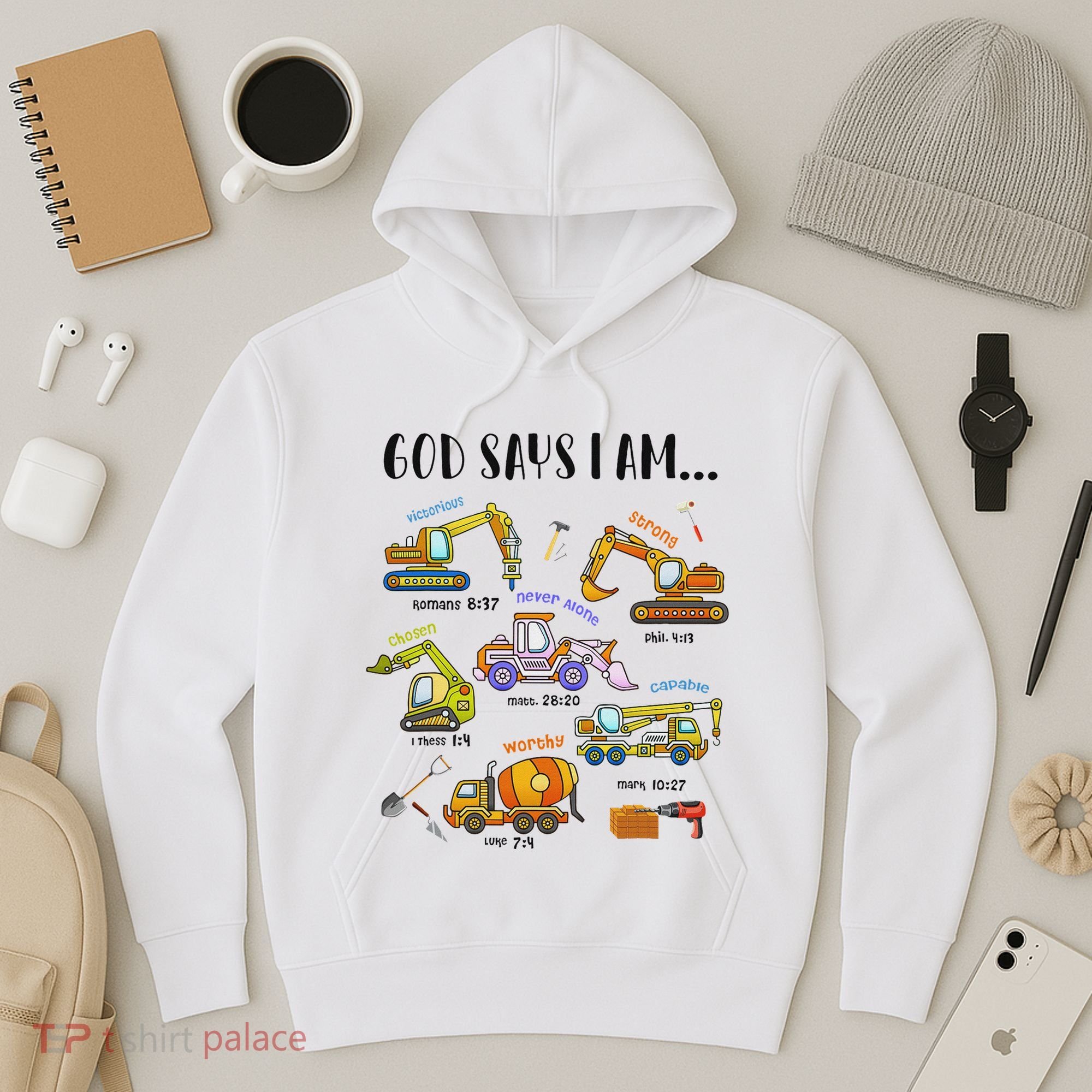 God Says I Am Cute Construction Christian Hoodie