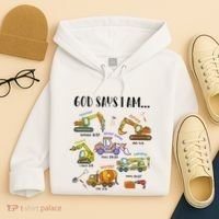 God Says I Am Cute Construction Christian Hoodie thumb 4