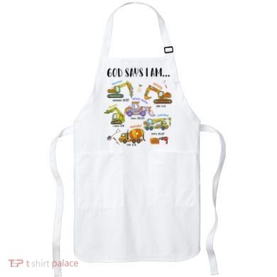 God Says I Am Cute Construction Christian Apron