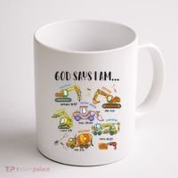 God Says I Am Cute Construction Christian Coffee Mug thumb 1